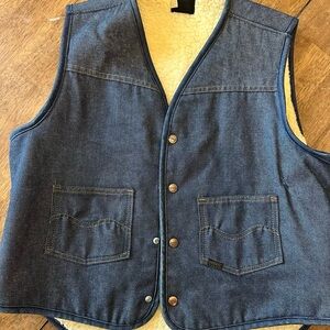 70s Sears Roebucks Blue Denim Sherpa-Lined Vest